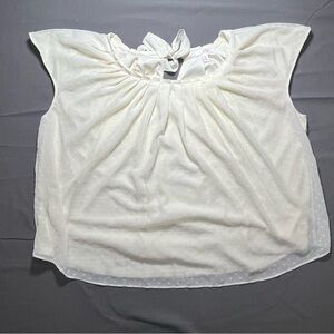 LC Lauren Conrad Ivory Dot Tie-Back Sleeveless Blouse